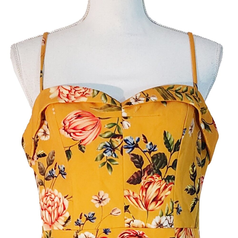 Black Halo Mustard Floral Midi Dress - Picture 4 of 11